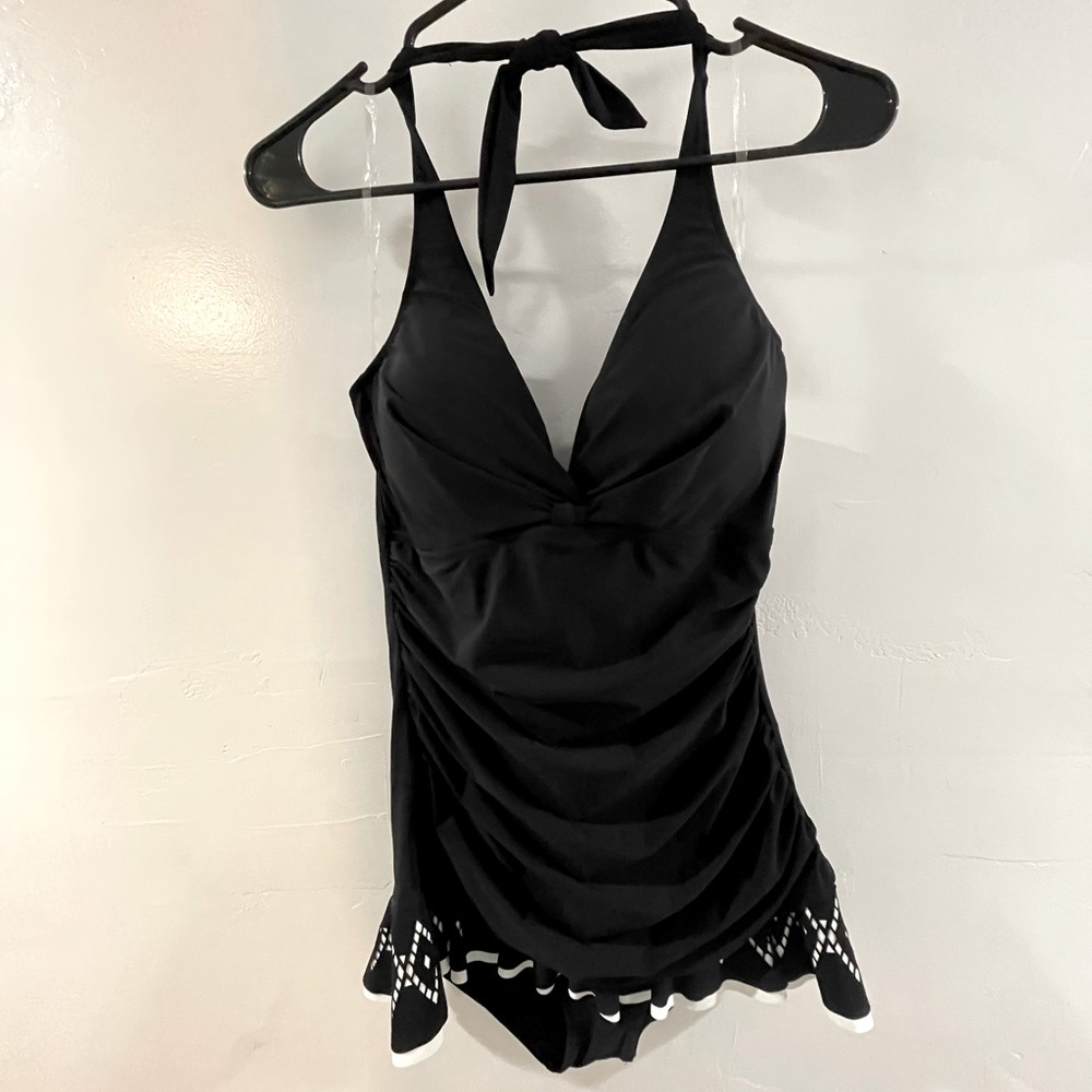 Profile by Gottex Women's Standard Halter Laser Cut Swimdress One Piece Swimsuit